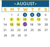 District School Academic Calendar for Giddens Elementary School for August 2022