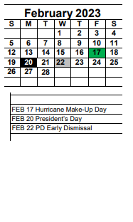 District School Academic Calendar for Adult Education for February 2023