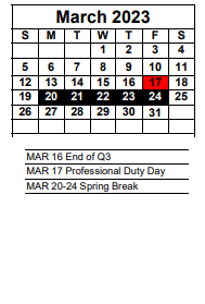 District School Academic Calendar for Excelsior Middle Academy Of Lee County for March 2023