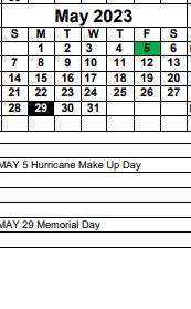 District School Academic Calendar for Lee County Superintendent's Office for May 2023