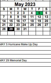 District School Academic Calendar for Trade Extension for May 2023