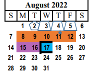 District School Academic Calendar for Cactus Elementary for August 2022