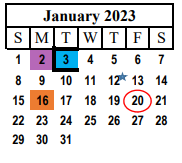 District School Academic Calendar for Levelland J H for January 2023