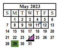 District School Academic Calendar for Levelland Academic Beginning Cente for May 2023