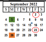District School Academic Calendar for Cactus Elementary for September 2022