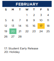 District School Academic Calendar for Legends Property for February 2023