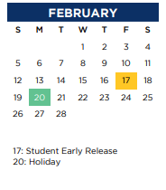 District School Academic Calendar for Middle School #15 for February 2023