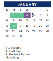District School Academic Calendar for Garden Ridge Elementary for January 2023