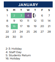 District School Academic Calendar for Timber Creek Elementary for January 2023