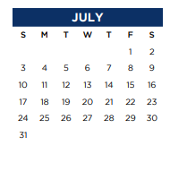 District School Academic Calendar for Denton Co J J A E P for July 2022