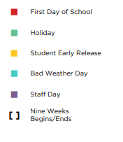 District School Academic Calendar Legend for Middle School #15