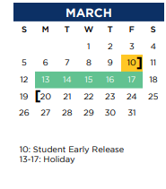 District School Academic Calendar for Middle School #15 for March 2023