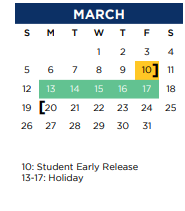 District School Academic Calendar for Arbor Creek Middle for March 2023