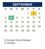 District School Academic Calendar for Timber Creek Elementary for September 2022