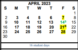 District School Academic Calendar for Gulf Coast High School for April 2023