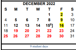 District School Academic Calendar for Gulf Coast High School for December 2022