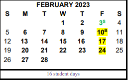 District School Academic Calendar for Hardin/chambers Ctr for February 2023
