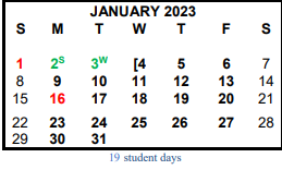 District School Academic Calendar for Hardin/chambers Ctr for January 2023