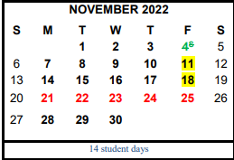 District School Academic Calendar for Gulf Coast High School for November 2022