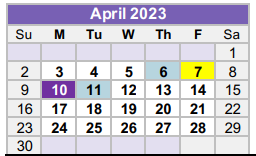 District School Academic Calendar for Williamson Co Academy for April 2023