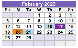 District School Academic Calendar for Williamson County Juvenile Detenti for February 2023