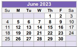 District School Academic Calendar for Liberty Hill Elementary for June 2023