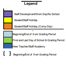 District School Academic Calendar Legend for Liberty Hill Elementary