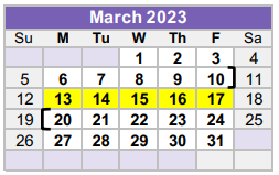 District School Academic Calendar for Williamson County Juvenile Detenti for March 2023