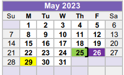 District School Academic Calendar for Williamson County Juvenile Detenti for May 2023