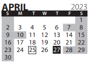 District School Academic Calendar for Arts & Humanities Focus Prgm for April 2023