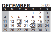 District School Academic Calendar for Park Middle School for December 2022