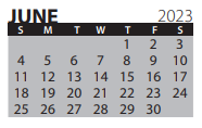 District School Academic Calendar for Transition Expulsion Program for June 2023