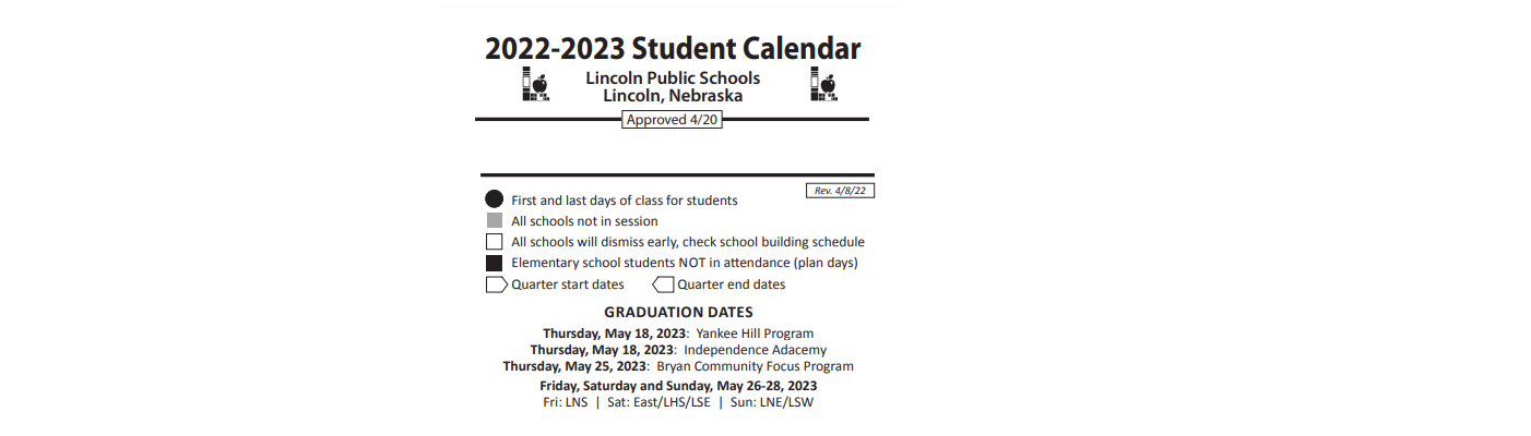 District School Academic Calendar Key for Lincoln Northeast High School