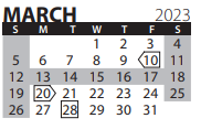 District School Academic Calendar for Humann Elementary School for March 2023