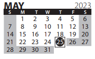 District School Academic Calendar for Roper Elementary School for May 2023