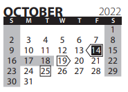 District School Academic Calendar for Humann Elementary School for October 2022