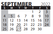 District School Academic Calendar for Lux Middle School for September 2022