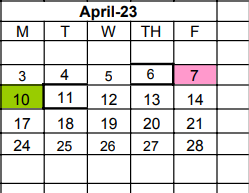 District School Academic Calendar for Early Childhood Center for April 2023