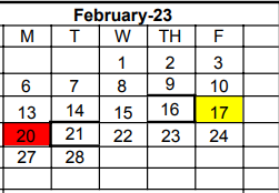 District School Academic Calendar for E J Moss Intermediate for February 2023