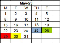 District School Academic Calendar for E J Moss Intermediate for May 2023