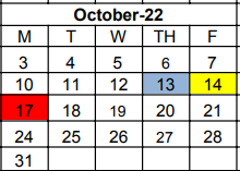 District School Academic Calendar for St Louis Unit for October 2022