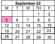 District School Academic Calendar for Lindale Pri for September 2022