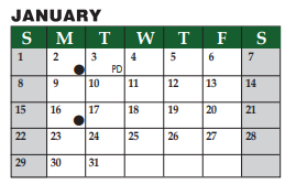 District School Academic Calendar for Livingston J H for January 2023