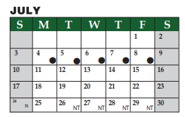 District School Academic Calendar for Livingston Int for July 2022