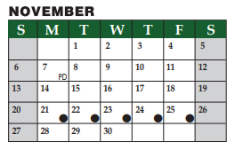 District School Academic Calendar for Livingston J H for November 2022