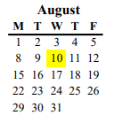 District School Academic Calendar for Bear Creek High for August 2022