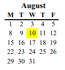 District School Academic Calendar for Morada Middle for August 2022