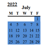 District School Academic Calendar for Lodi Usd Alternative Center for July 2022