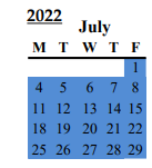 District School Academic Calendar for Bear Creek High for July 2022