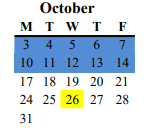 District School Academic Calendar for Joe Serna JR. Charter for October 2022